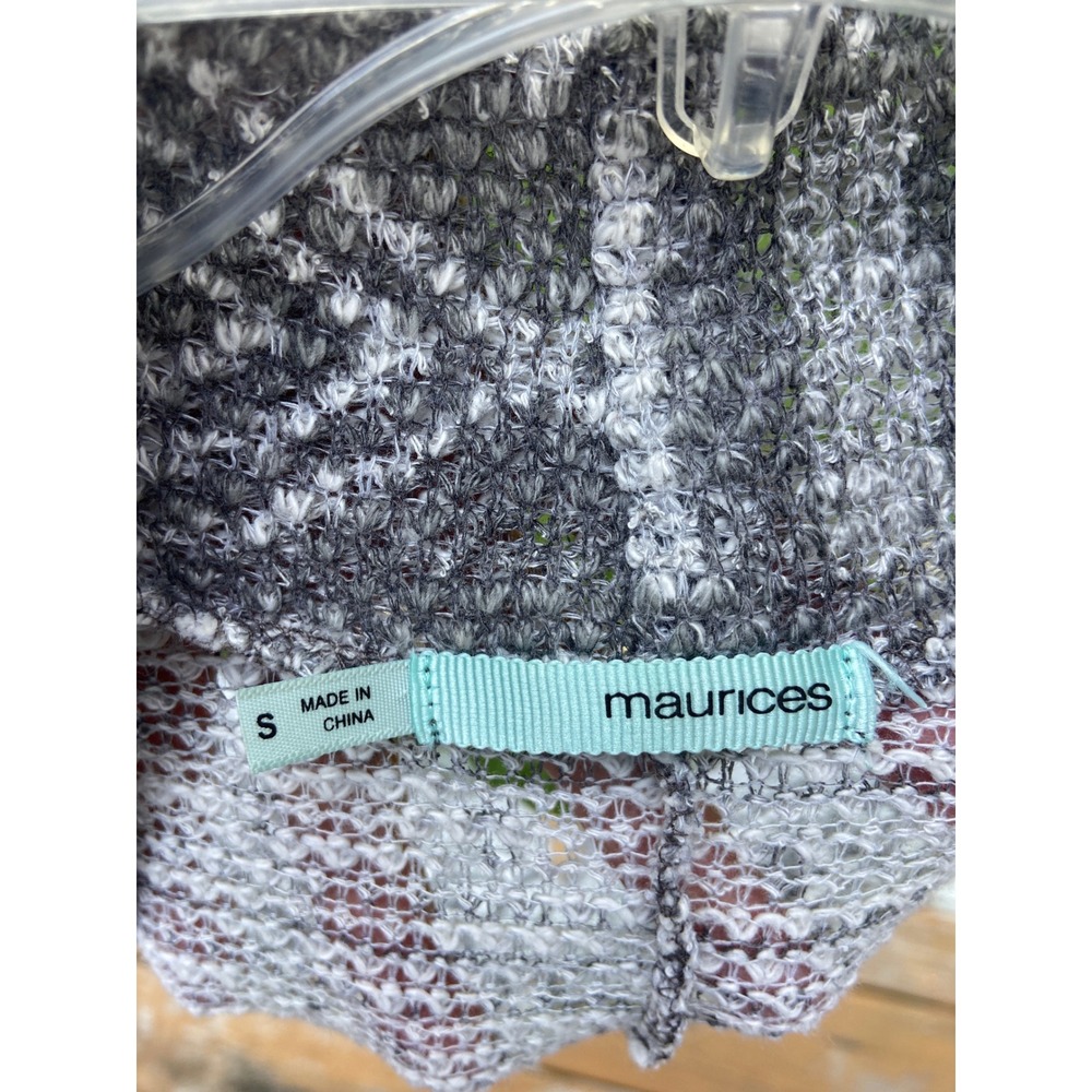 Maurices Womens Grey White Geometric Tribal Open Front Cardigan Sweater Small - Picture 2 of 6
